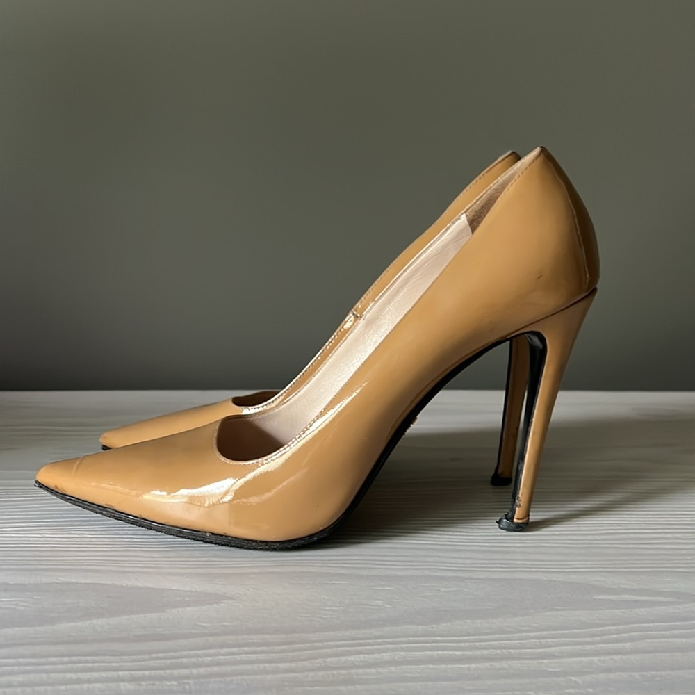Prada Tan Leather Heels Classic Design